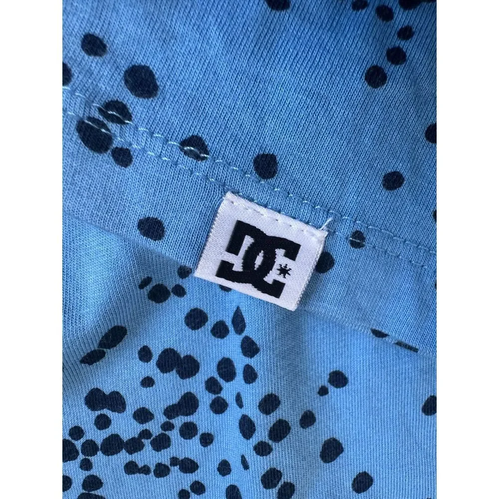 DC Shoes Drop Waist Tank Dress Mini Blue Black Splatter Logo Jersey Y2K Size XS